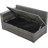 Outdoor 6-Piece All Weather PE Rattan Sofa Set, Garden Patio Wicker Sectional Furniture Set with Adjustable Seat, Storage Box