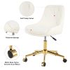 Modern teddy fleece fabric with gold legs living room furniture dining chair, soft and comfortable, lift adjustment, free movement convenient
