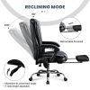 Massage Office Chair with Heat and 6 Vibration Points,Executive Office Chair with Foot Rest and Padded Armrests,Reclining Backrest and Wheels