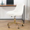 Modern teddy fleece fabric with gold legs living room furniture dining chair, soft and comfortable, lift adjustment, free movement convenient
