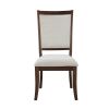 Traditional Dining Side Chairs Set of 2pc, Cherry Finish Wooden Beige Upholstered Seat Formal Chairs Dinng Room Furniture