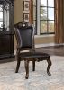 Traditional Classic Design 2pcs Side Chairs Walnut Solid wood Dining Room Dark Brown Leatherette Seats Formal Furniture