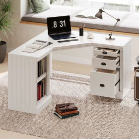 57.68" Modern L Shaped Executive Desk with 2 Storage Cabinets and 3 Drawers,Corner Writing Desk,Office Desk Furniture