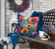 Colorful Gerbera Daisies Throw Pillow Machine Washable, Indoor Outdoor Decorative Pillow for Couch, Bed or Patio, 18Hx18W
