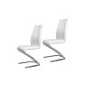 Contemporary Style Z-Shaped Chair Base 2pcs Dining Chairs White Leatherette Chrome Finish Side Chair Dining Room Furniture