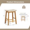 Faux PU Leather Bar Stools Set of 2 with Woven Curved Seat Natural