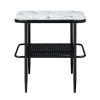 3pc Stylish Occasional Table Set White Marble Print Tempered Glass Top Coffee Table and End Tables Modern Home Furniture