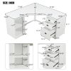 57.68" Modern L Shaped Executive Desk with 2 Storage Cabinets and 3 Drawers,Corner Writing Desk,Office Desk Furniture