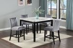 1pc Transitional Counter-Height Dining Table Square Faux White Marble Table Top Black Base Wooden Stone Dining Room Furniture