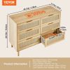 VEVOR 7 Drawer Rattan Dresser, Boho Dresser, Natural Rattan Chest of Drawers with Spacious Storage, for Bedroom, Living Room & Hallway