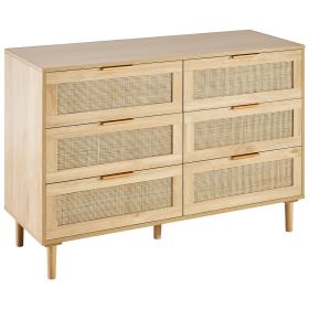 VEVOR 7 Drawer Rattan Dresser, Boho Dresser, Natural Rattan Chest of Drawers with Spacious Storage, for Bedroom, Living Room & Hallway