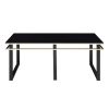 Black Coffee Table and End Tables Set Occasional 3pc Tables Tempered Glass Top Metal Frame Modern Living Room Furniture