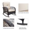 3 Piece Wicker Patio Rocker Sets, Rattan Rocking Furniture Set with Glass Table Dark Brown