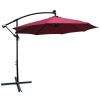 10 ft Outdoor Patio Umbrella Solar Powered LED Lighted Sun Shade Market Waterproof 8 Ribs Umbrella with Crank and Cross Base for Garden Deck Backyard