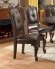 Beautiful Hand Carved Formal Traditional Dining Side Chair with Faux Leather Upholstered Padded Seat and Back Button Tufting Detail Dining Room Solid
