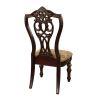 Formal Traditional Dining Chairs 2pc Set Dark Cherry Finish with Gold Tipping Jacquard Fabric Upholstered Extravagant Carving Dining Room Furniture