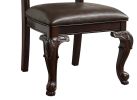 Beautiful Hand Carved Formal Traditional Dining Side Chair with Faux Leather Upholstered Padded Seat and Back Button Tufting Detail Dining Room Solid