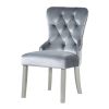 Glam Dark Gray Flannelette 2pcs Side Chairs Acrylic Tufted Upholstered Dining Chairs Wingback Design