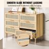 VEVOR 7 Drawer Rattan Dresser, Boho Dresser, Natural Rattan Chest of Drawers with Spacious Storage, for Bedroom, Living Room & Hallway