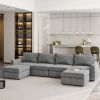 115*58" Chenille Modular Sectional Sofa,U Shaped Reversible Couch,Free Combination,6 Seat Sleeper Sofa Bed with Ottoman