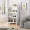45.28" H Storage Cabinet, Bathroom Floor Cabinet with Glass Door and Shelves, Freestanding Display Storage Cabinet for Bathroom, Living Room, Kitchen