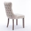 A&A Furniture,Upholstered Wing-Back Dining Chair with Backstitching Nailhead Trim and Solid Wood Legs,Set of 2, Beige,SW8809BG,KD