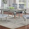 Silver Dining Table w Leaf Mirror Accent Design Contemporary 1pc Glam Table Dining Room Furniture