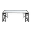 Occasional 3pc Tables Set Tempered Glass Top Coffee Table and End Tables Black Metal Frame Living Room Furniture
