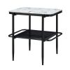 3pc Stylish Occasional Table Set White Marble Print Tempered Glass Top Coffee Table and End Tables Modern Home Furniture