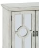 Classic Storage Cabinet Antique White 1pc Modern Traditional Accent Chest with Mirror Doors Pendant Pulls Wooden Furniture Living Room Bedroom
