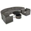 GO 9-Pieces Outdoor Half-moon Patio Sofa Set, Round Sofa Set, Modern Style Sofa, Gray Wicker