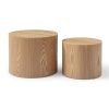 Round Coffee Table Set of 2, Nesting Coffee Tables for MDF with veneer .for living room,office,bedroom,Natural, 4Colors NATURAL