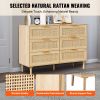VEVOR 7 Drawer Rattan Dresser, Boho Dresser, Natural Rattan Chest of Drawers with Spacious Storage, for Bedroom, Living Room & Hallway