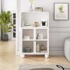 45.28" H Storage Cabinet, Bathroom Floor Cabinet with Glass Door and Shelves, Freestanding Display Storage Cabinet for Bathroom, Living Room, Kitchen