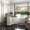 White Large Capacity Bamboo Storage Cabinet Furniture for Bathroom Living Room Bathroom Bamboo Storage Cabinet With Shelves