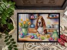 Decorating Easter Basset Hound Doormat Front Door Mat Indoor Outdoor Rugs for Entryway, Non Slip Washable Low Pile, 24H X 36W