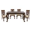 Elegant Design Traditional Side Chairs 2pc Set Dark Cherry Finish Brown Fabric Seats Dining Furniture