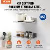 VEVOR 8.6" x 16" Stainless Steel Shelf, Wall Mounted Floating Shelving with Backsplash, 44 lbs Load Capacity Commercial Shelves