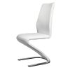 Contemporary Style Z-Shaped Chair Base 2pcs Dining Chairs White Leatherette Chrome Finish Side Chair Dining Room Furniture