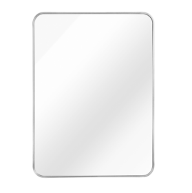22x30 Inch Silver Metal Framed Rectangular Bathrrom Mirror For Wall.