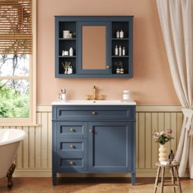 36'' Bathroom Vanity With Medicine Cabinet, Modern Bathroom Storage Cabinet With 2 Soft Closing Doors And 4 Drawers, Single Sink Bathroom Vanity