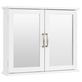 2-Tier Wall-Mounted Mirror Storage Cabinet With Handles For Bathroom