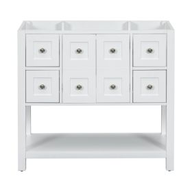36  Bathroom Vanity Without Sink,Free Standing Vanity Set With 4 Drawers& Soft Closing Doors,Solid Wood Frame Bathroom Storage Cabinet Only