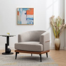 Modern Two-tone Barrel Fabric Chair, Upholstered Round Armchair For Living Room Bedroom Reading Room, Burnt Orange