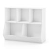 5-Cube Wooden Kids Toy Storage Organizer with Anti-Tipping Kits