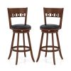 Set of 2 Swivel Bar Stools with Rubber Wood Frame