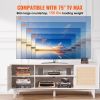 VEVOR Rattan TV Stand for 75in TV, Boho TV Stand with Rattan Door, Entertainment Center with Build-in Socket, Storage Cabinet with 2 Shelves