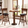 Set of 2 Swivel Bar Stools with Rubber Wood Frame