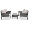 4-Piece Rope Patio Furniture Set, Outdoor Furniture with Tempered Glass Table