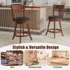 Set of 2 Swivel Bar Stools with Rubber Wood Frame